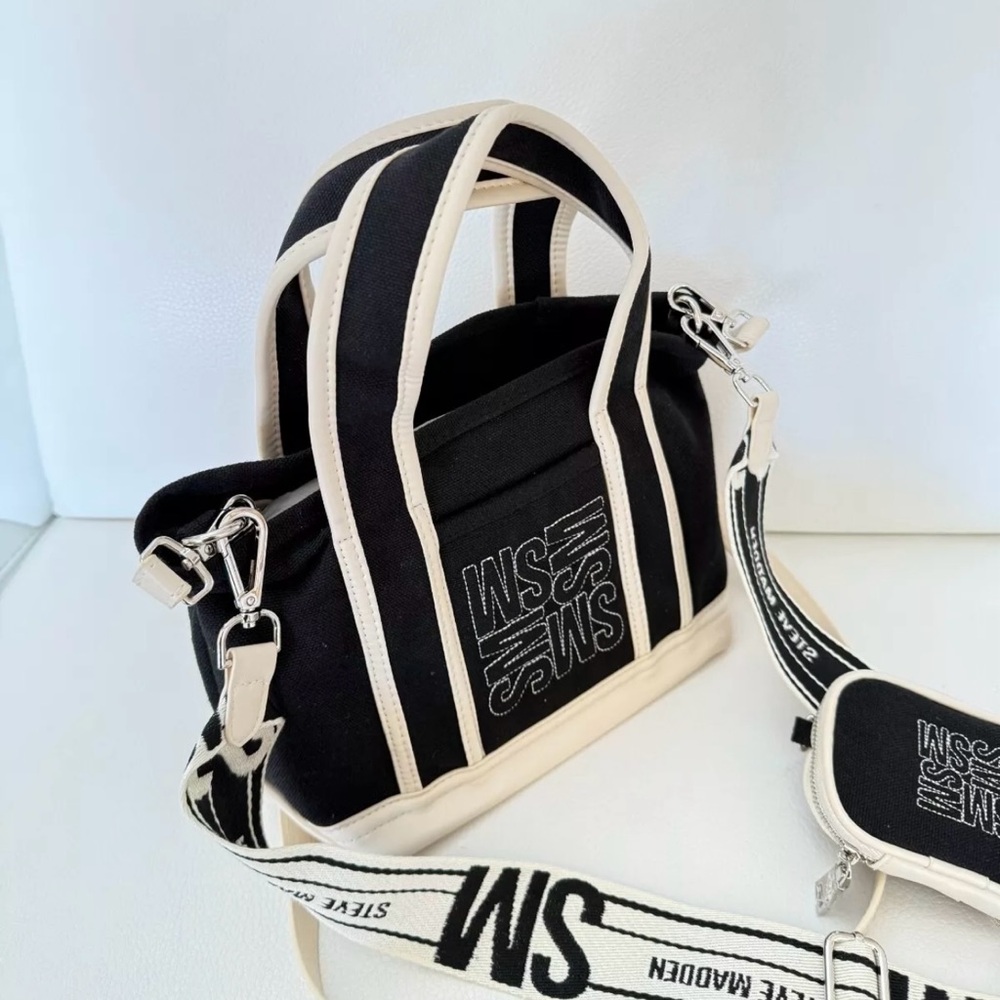 Stylish Black and Cream‎ Handbag by Steve Madden